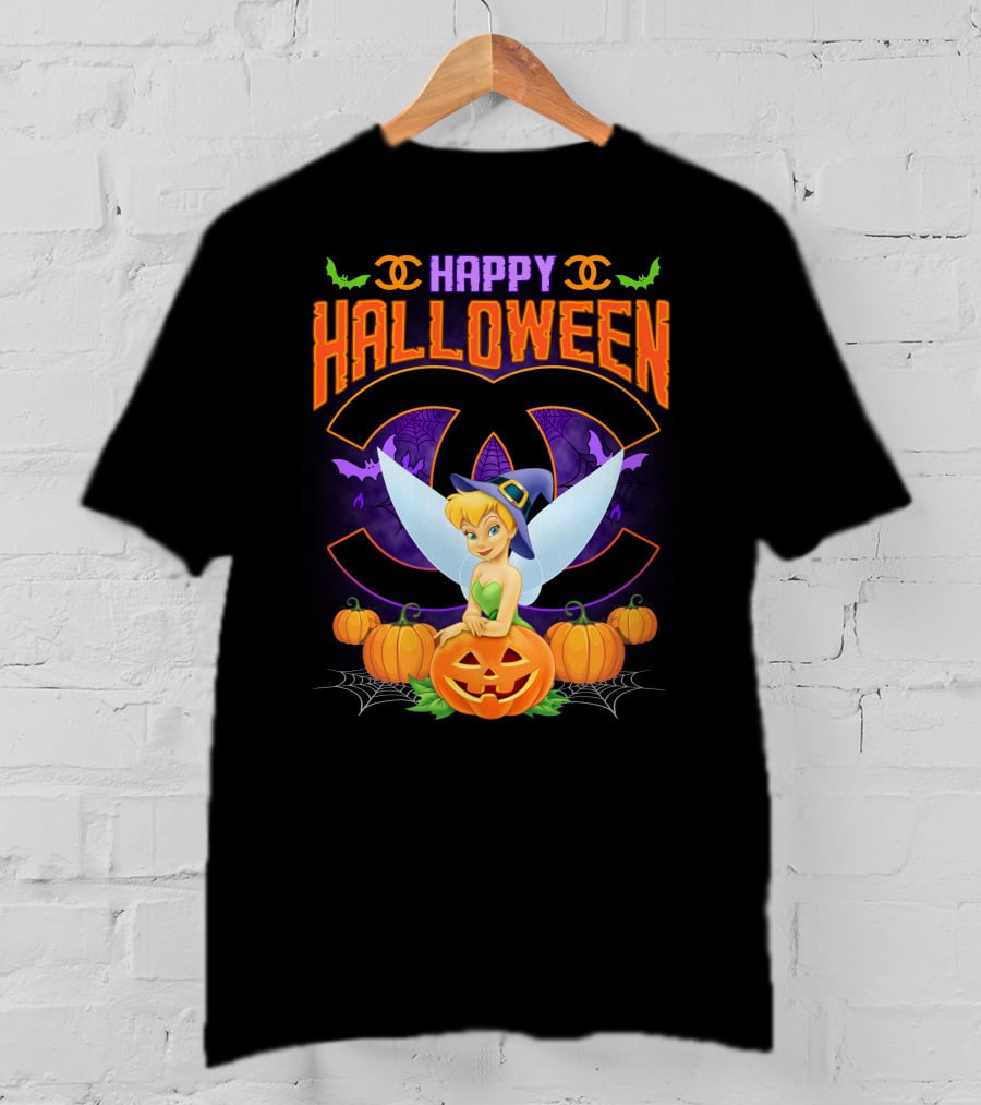 Happy Halloween Tinker Bell Pumpkins Bat Wings T-Shirt