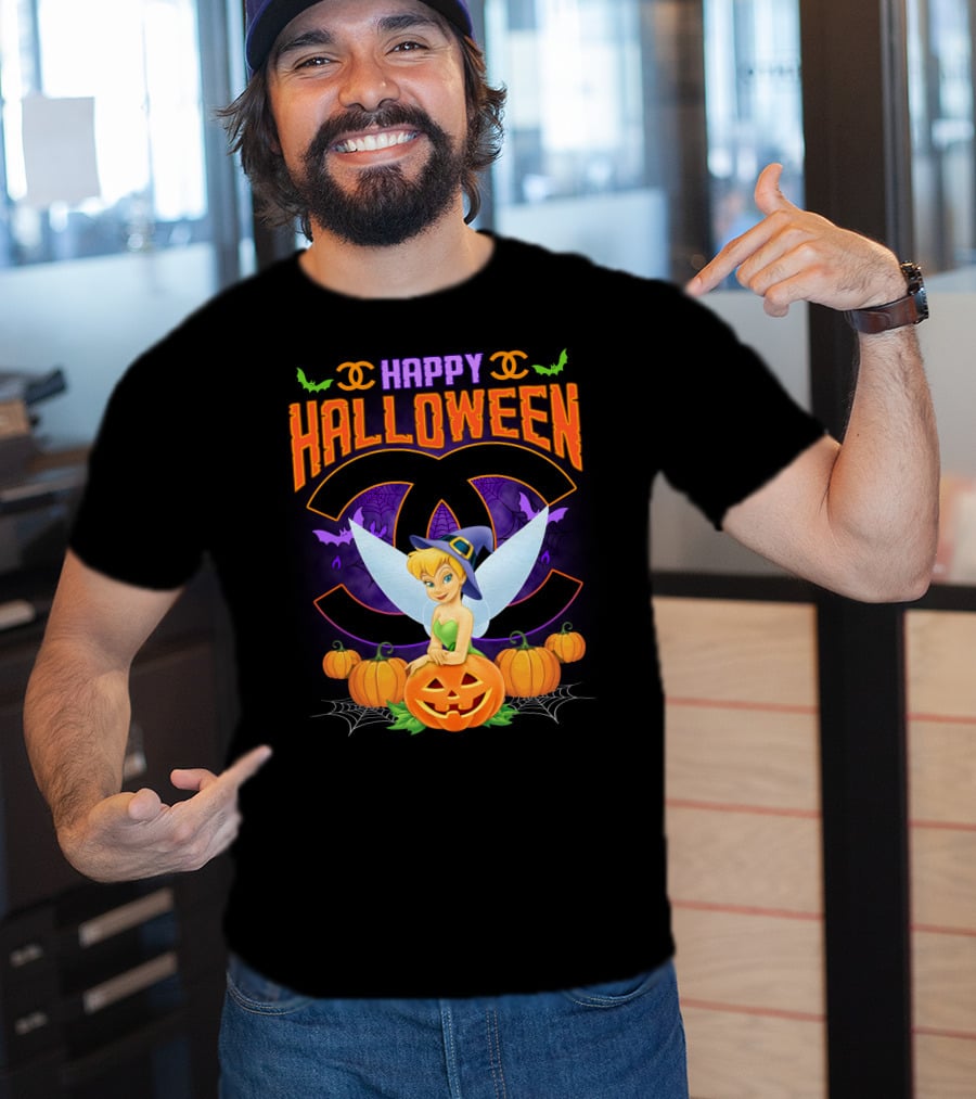 Happy Halloween Tinker Bell Pumpkins Bat Wings T-Shirt