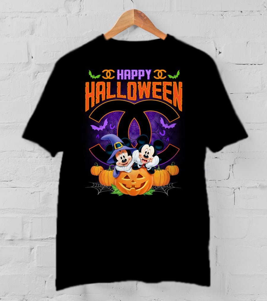 Happy Halloween Mickey Minnie Pumpkin Bat Costume T-Shirt