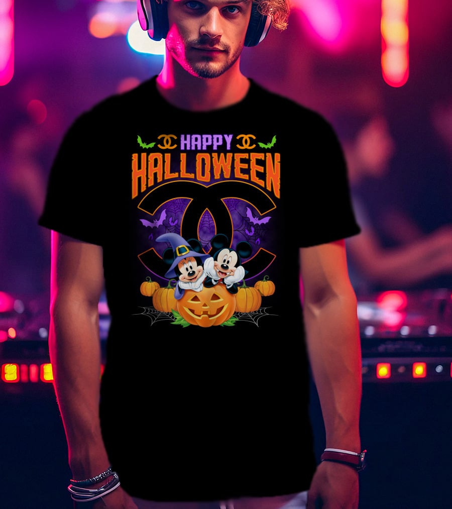 Happy Halloween Mickey Minnie Pumpkin Bat Costume T-Shirt