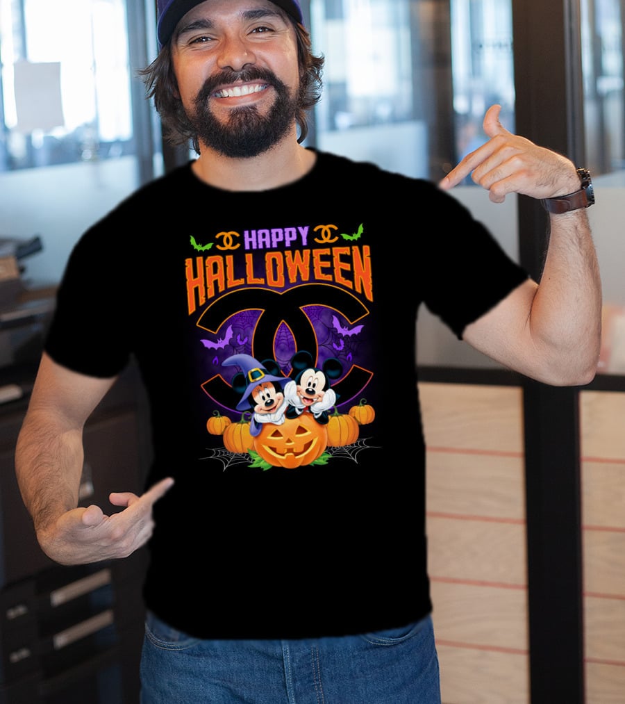 Happy Halloween Mickey Minnie Pumpkin Bat Costume T-Shirt