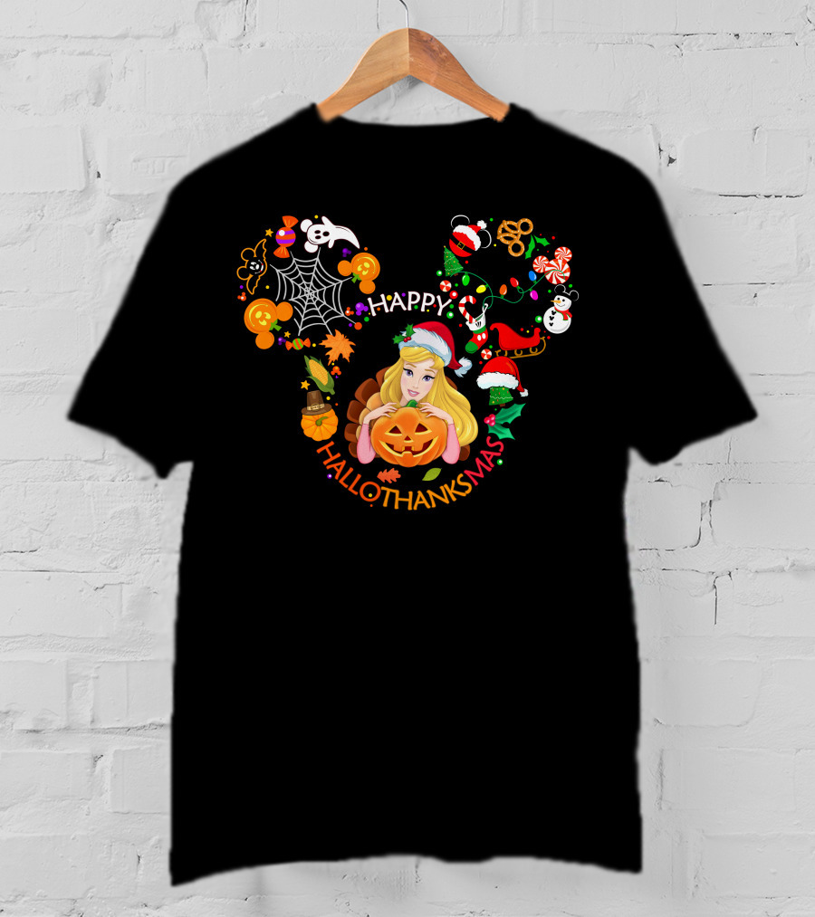 Happy Hallothanksmas Aurora Disney Holiday Crossover T-Shirt