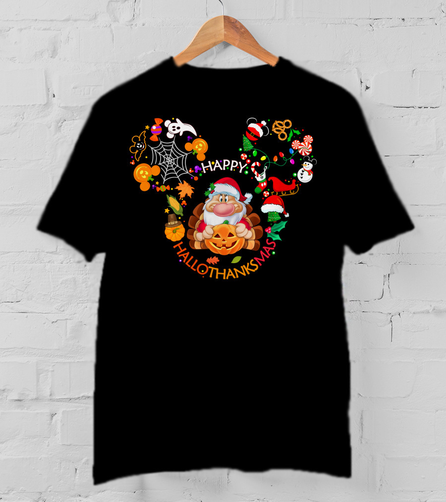 Happy Hallothanksmas Grumpy Holiday Mashup T-Shirt