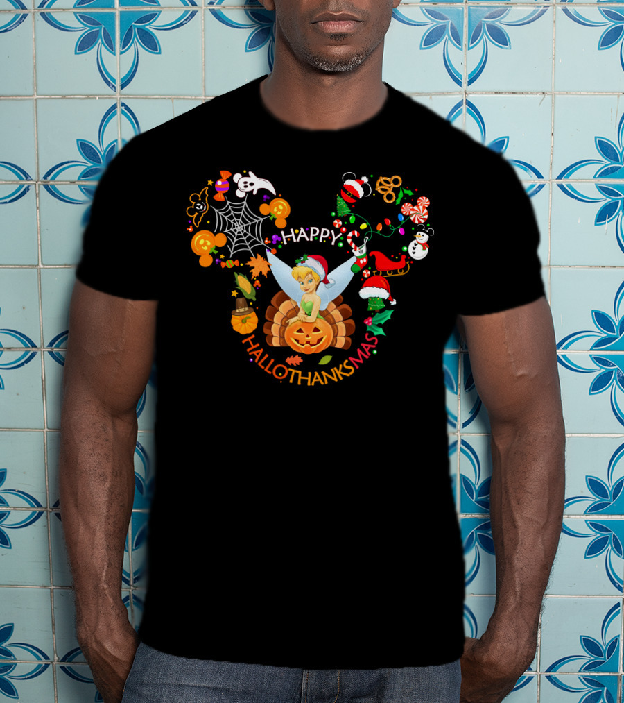 Happy Hallothanksmas Tinker Bell Holiday Mashup T-Shirt