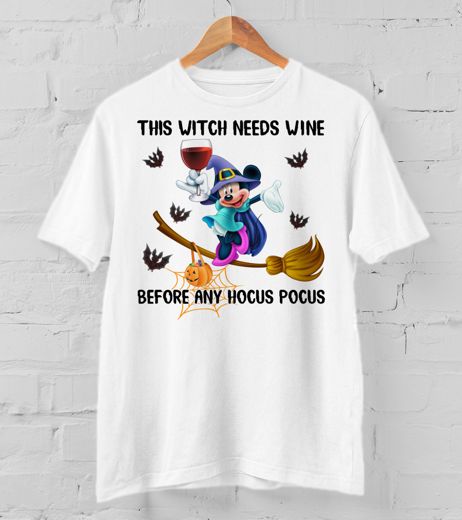 This Witch Needs Wine Before Any Hocus Pocus Minnie T-Shirt