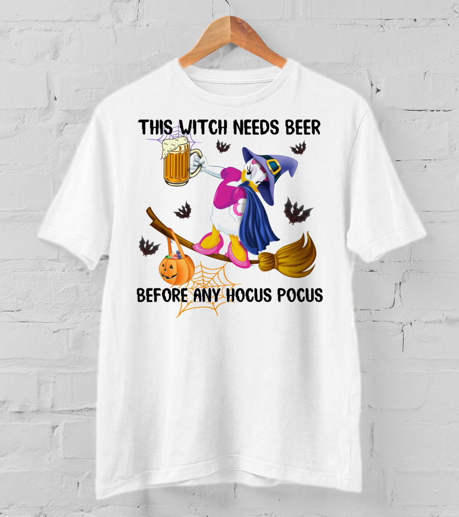 This Witch Needs Beer Before Any Hocus Pocus Daisy T-Shirt