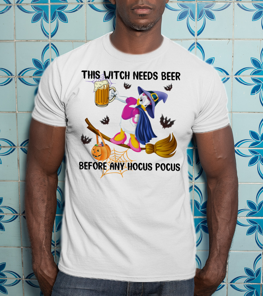 This Witch Needs Beer Before Any Hocus Pocus Daisy T-Shirt