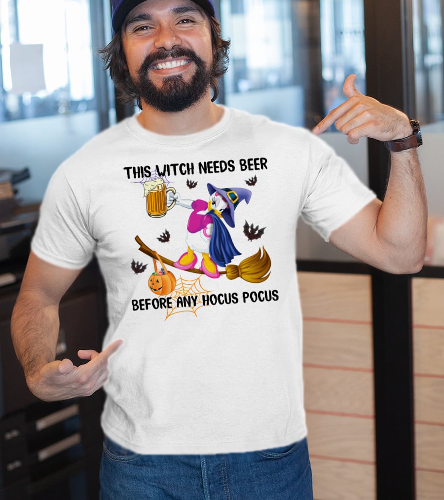 This Witch Needs Beer Before Any Hocus Pocus Daisy T-Shirt
