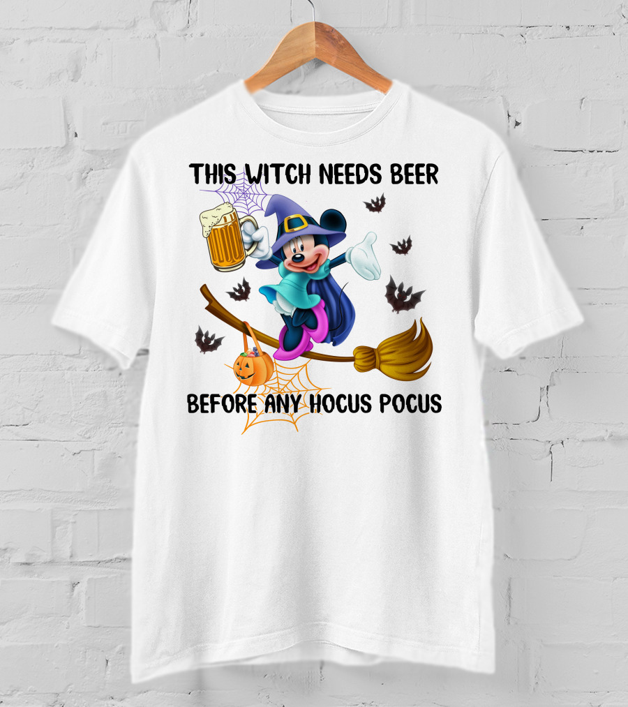 This Witch Needs Beer Before Any Hocus Pocus Minnie T-Shirt