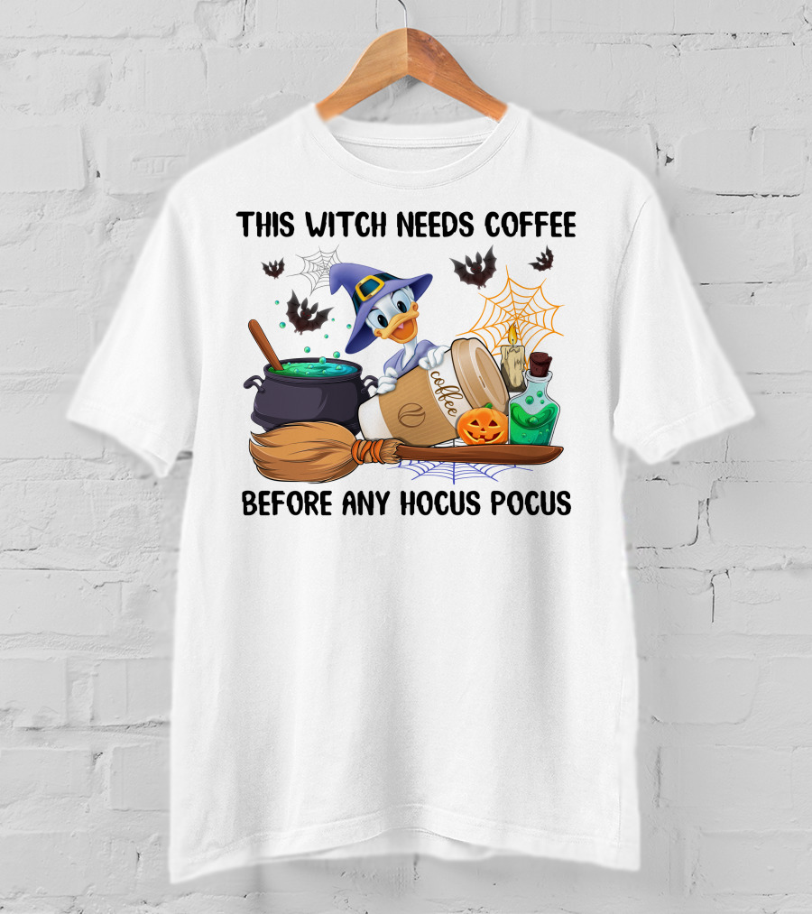This Witch Needs Coffee Before Any Hocus Pocus Daisy T-Shirt