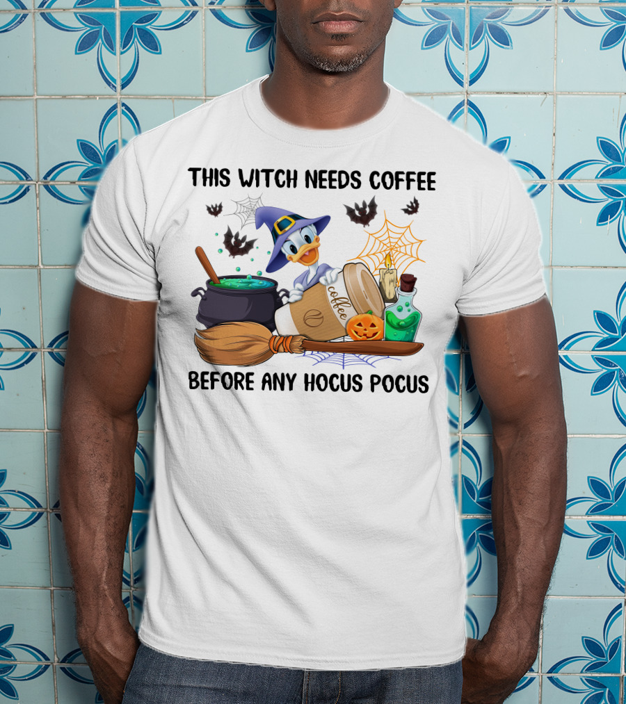 This Witch Needs Coffee Before Any Hocus Pocus Daisy T-Shirt