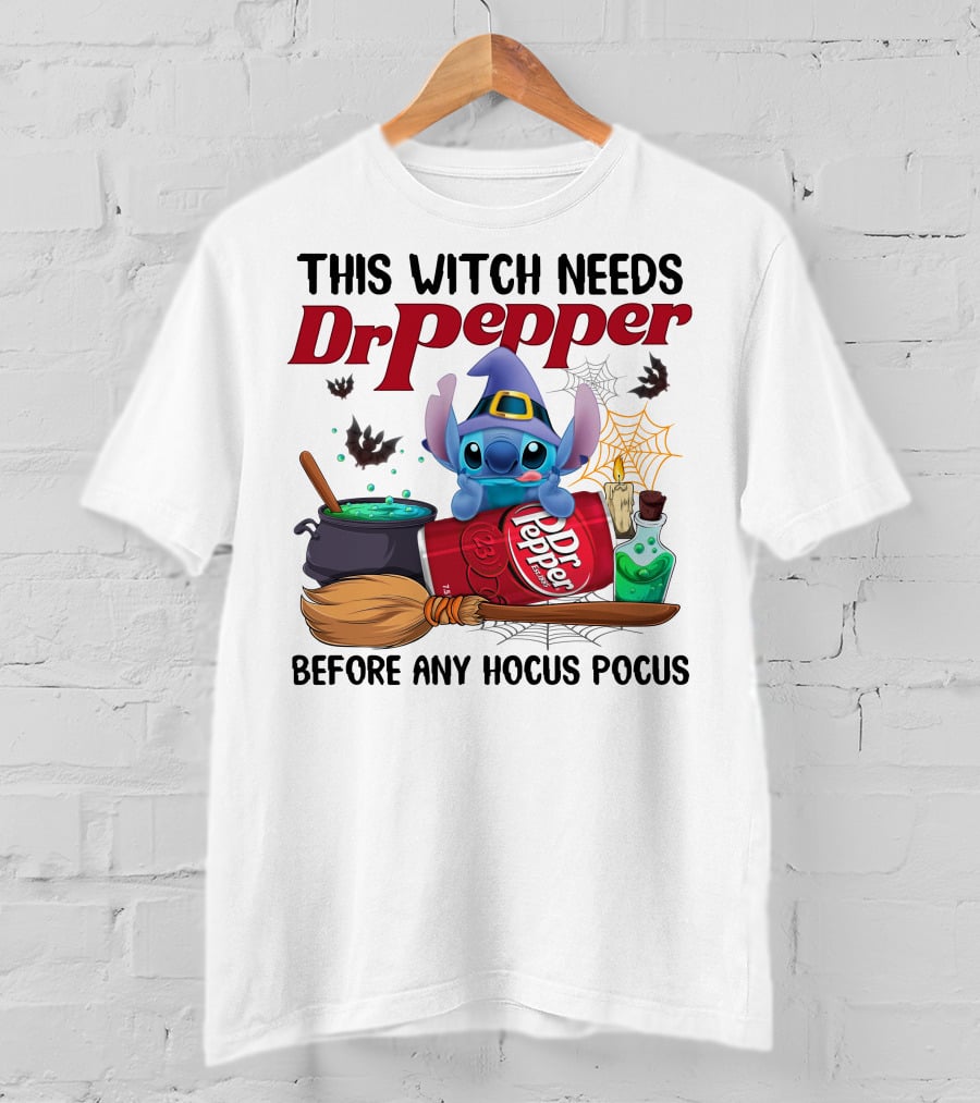 This Witch Needs Dr Pepper Before Any Hocus Pocus Stitch T-Shirt
