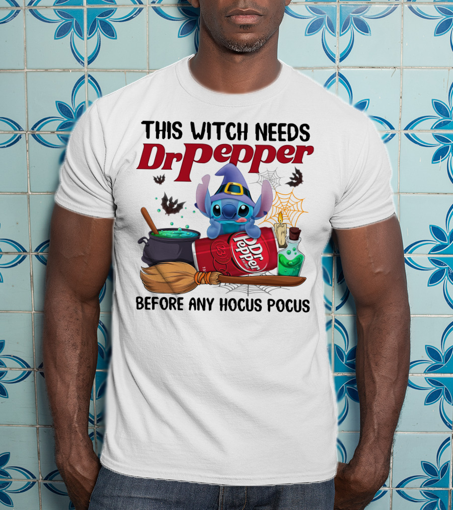 This Witch Needs Dr Pepper Before Any Hocus Pocus Stitch T-Shirt