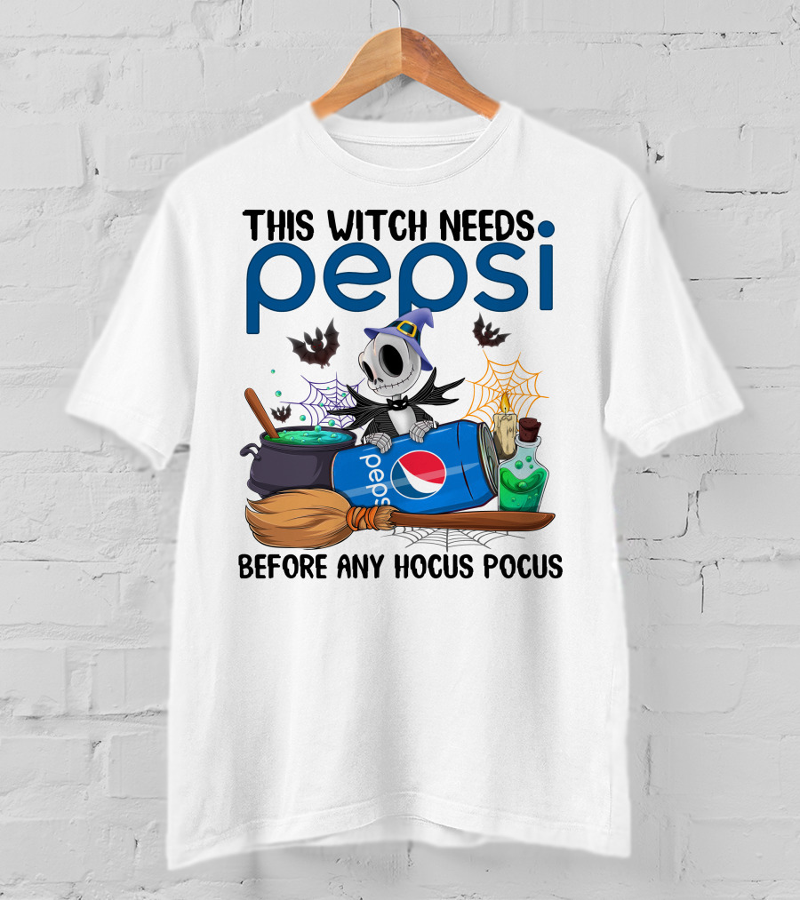 This Witch Needs Pepsi Before Any Hocus Pocus Jack Skellington T-Shirt