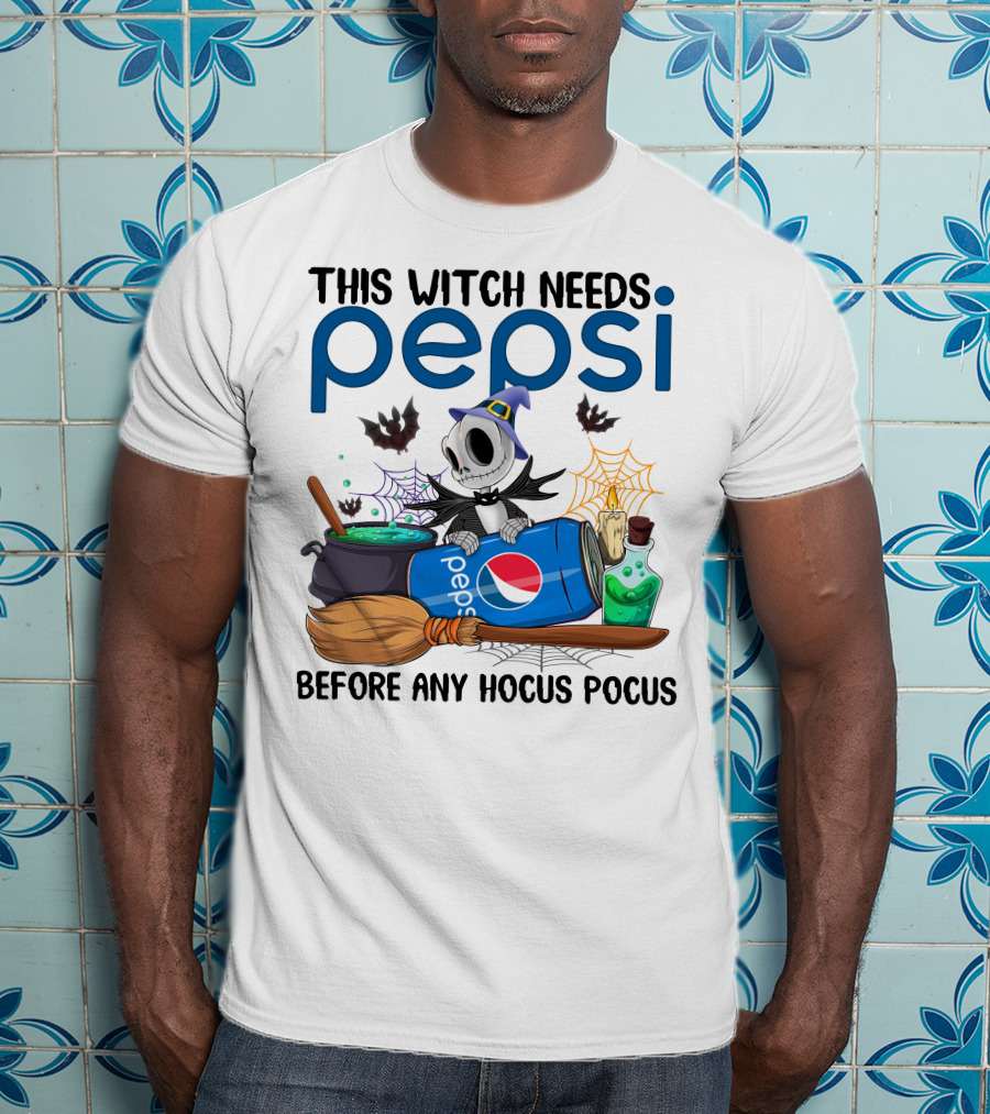 This Witch Needs Pepsi Before Any Hocus Pocus Jack Skellington T-Shirt