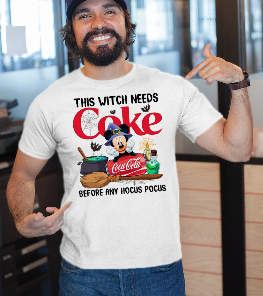 This Witch Needs Coke Before Any Hocus Pocus Mickey Halloween Coca-Cola T-Shirt