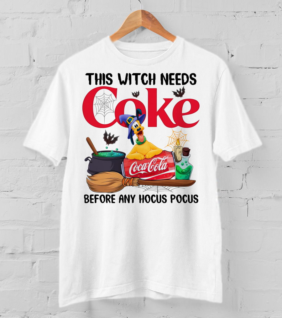 This Witch Needs Coke Pluto Coca-Cola Halloween Theme Before Any Hocus Pocus T-Shirt