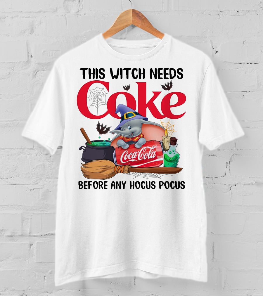 This Witch Needs Coke Before Any Hocus Pocus Coca-Cola Dumbo Halloween T-Shirt