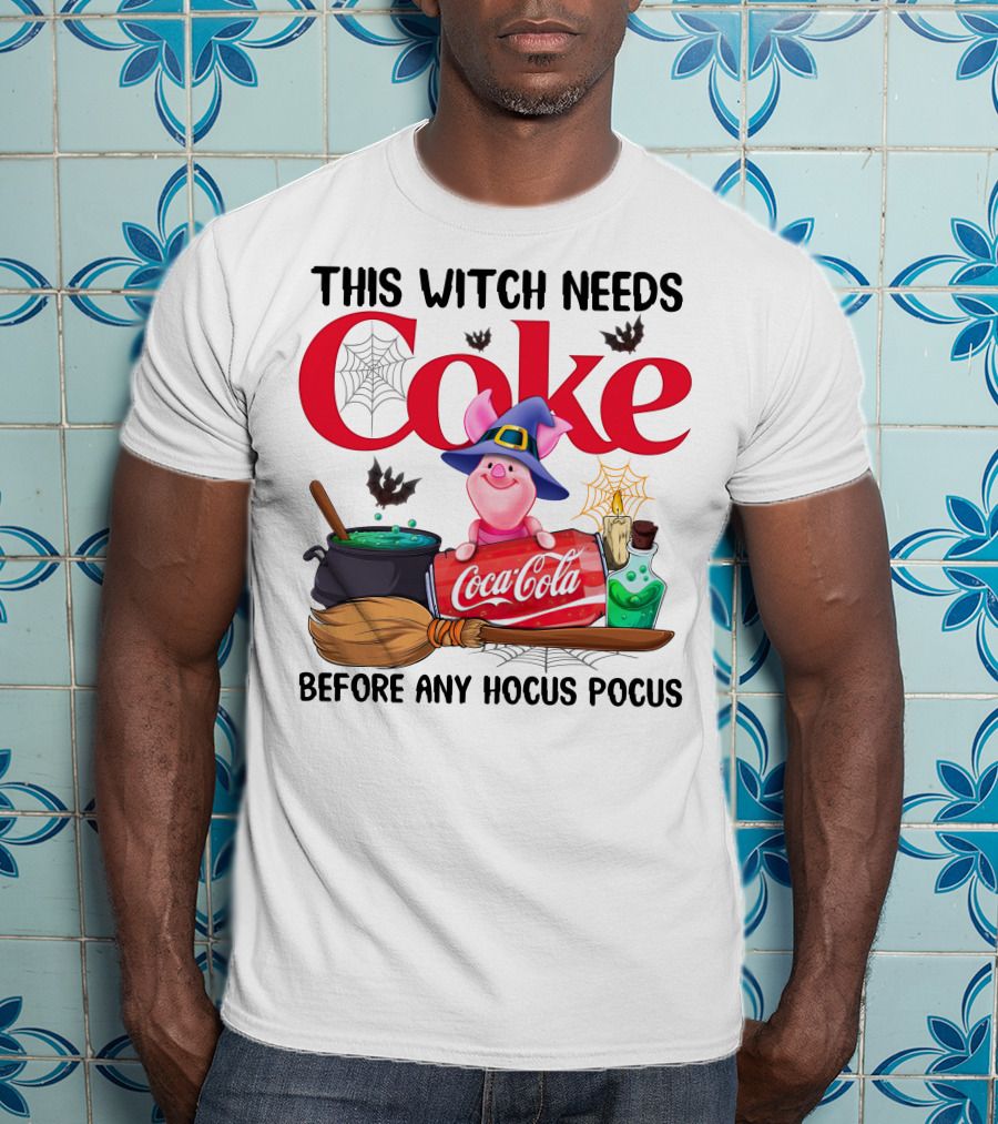This Witch Needs Coke Before Any Hocus Pocus Piglet Coca-Cola Halloween T-Shirt