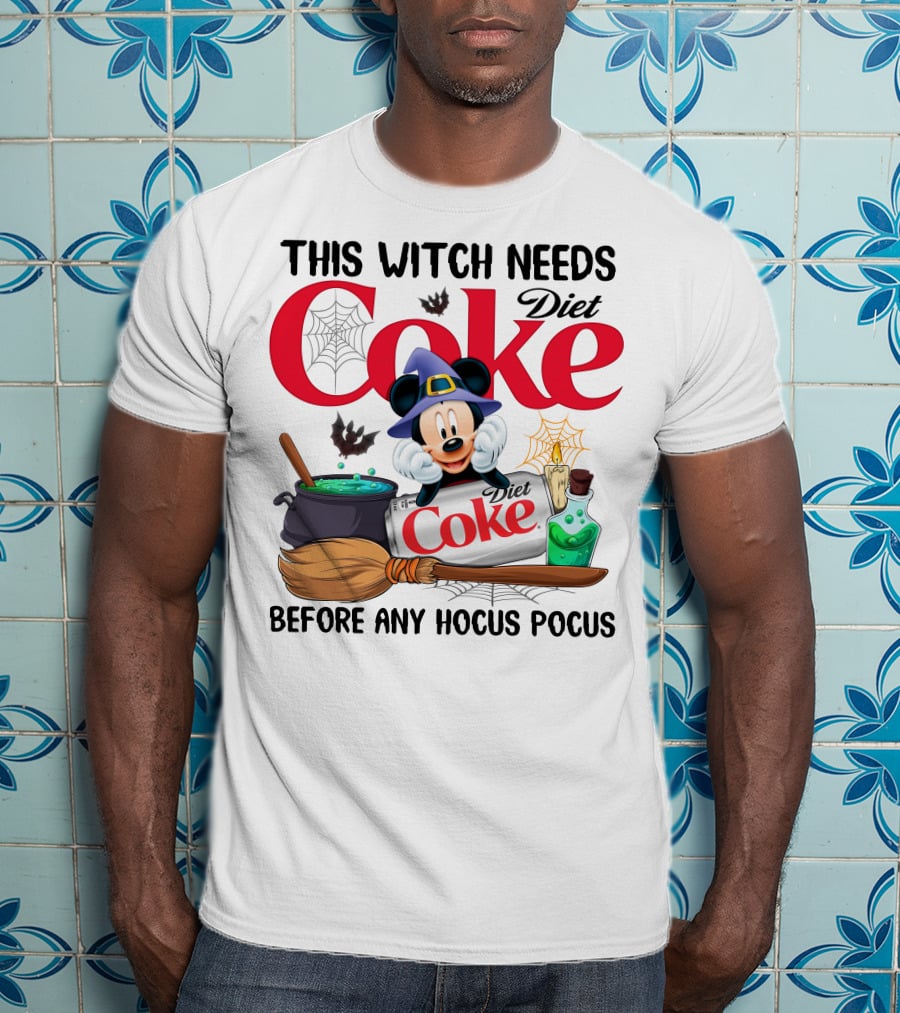 This Witch Needs Diet Coke Before Any Hocus Pocus Mickey Halloween Magic T-Shirt