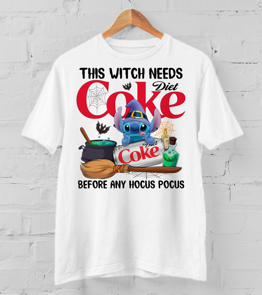 This Witch Needs Diet Coke And Stitch Before Any Hocus Pocus T-Shirt