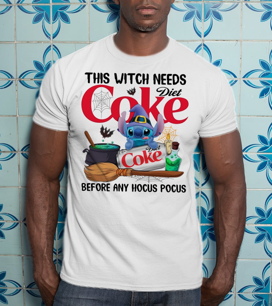 This Witch Needs Diet Coke And Stitch Before Any Hocus Pocus T-Shirt