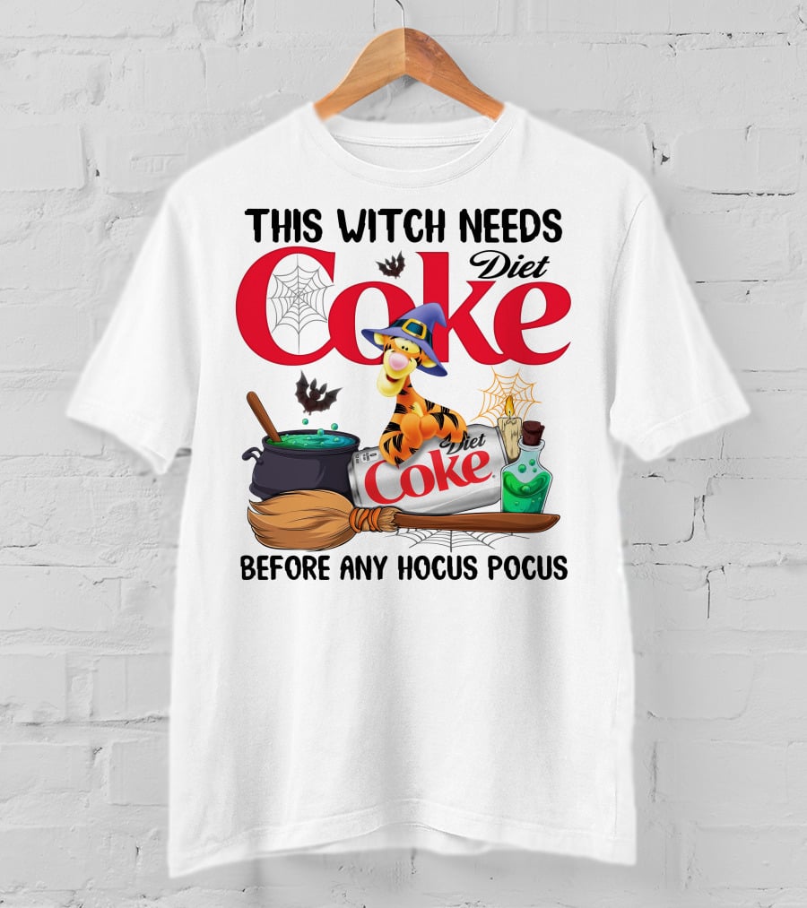 This Witch Needs Diet Coke Before Any Hocus Pocus Tigger T-Shirt