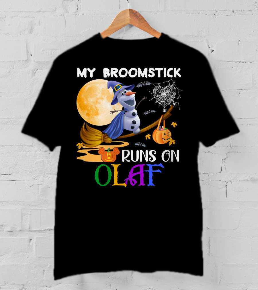 My Broomstick Runs On Olaf Halloween Moon Pumpkin Bats Web T-Shirt