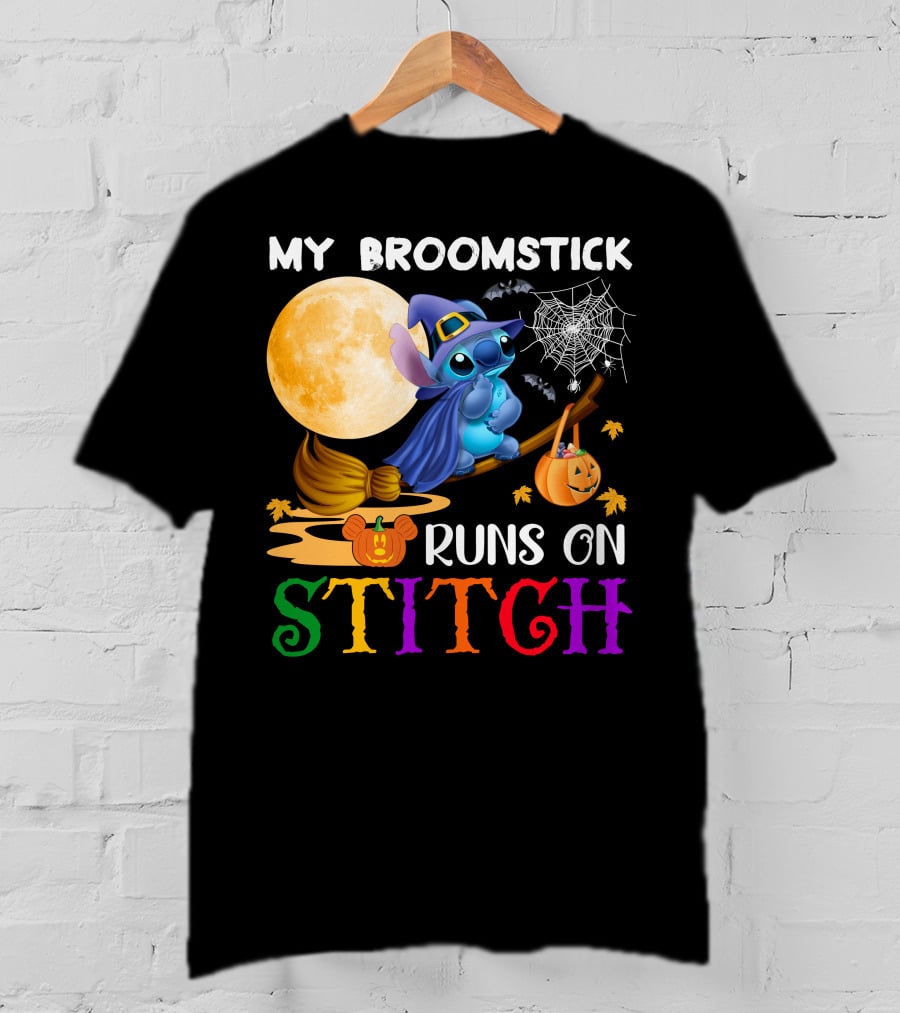 My Broomstick Runs On Stitch T-Shirt