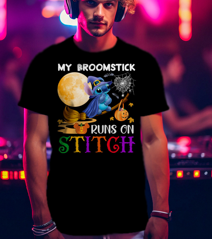 My Broomstick Runs On Stitch T-Shirt