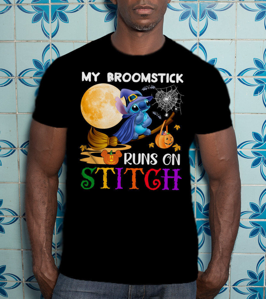My Broomstick Runs On Stitch T-Shirt