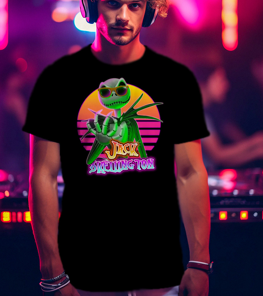 Jack Skellington Retro Neon Sunglasses Vintage Style T-Shirt