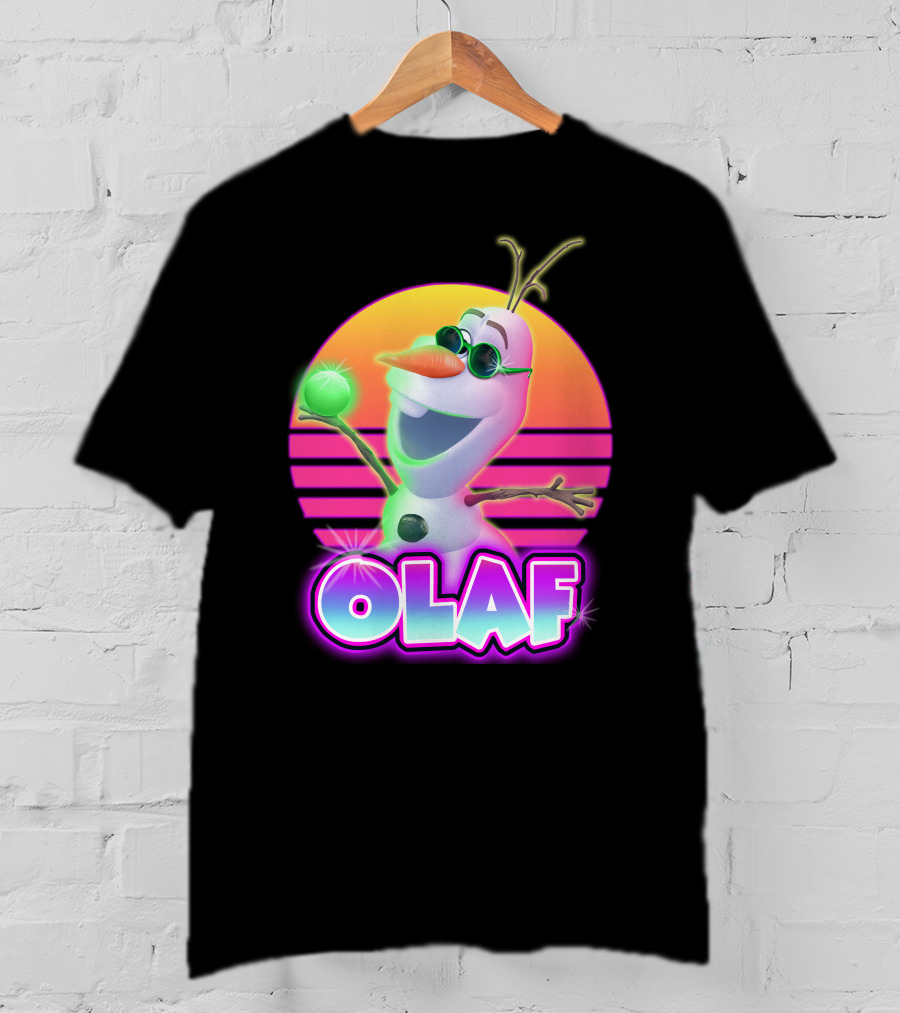 Olaf Neon Sunglasses Retro Sunset 80S Style T-Shirt