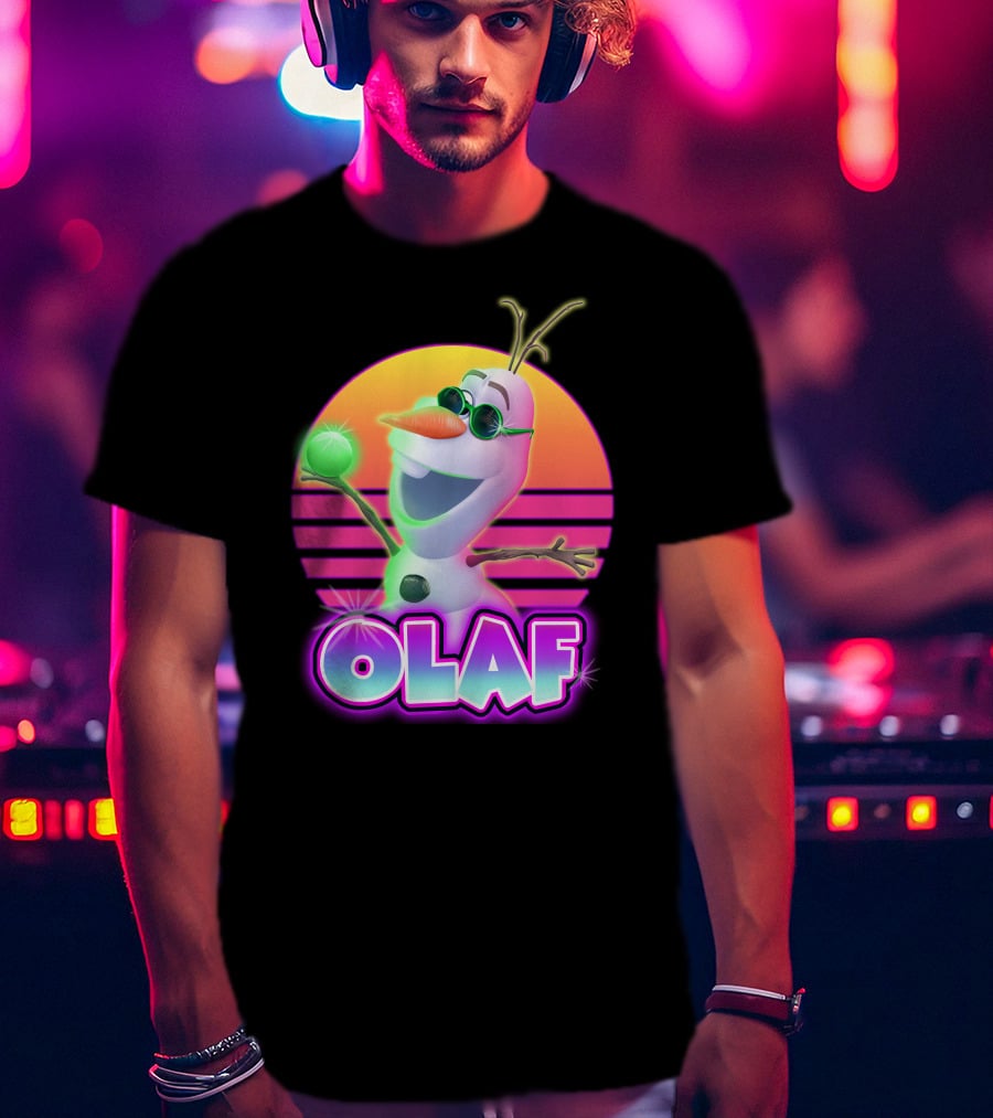 Olaf Neon Sunglasses Retro Sunset 80S Style T-Shirt