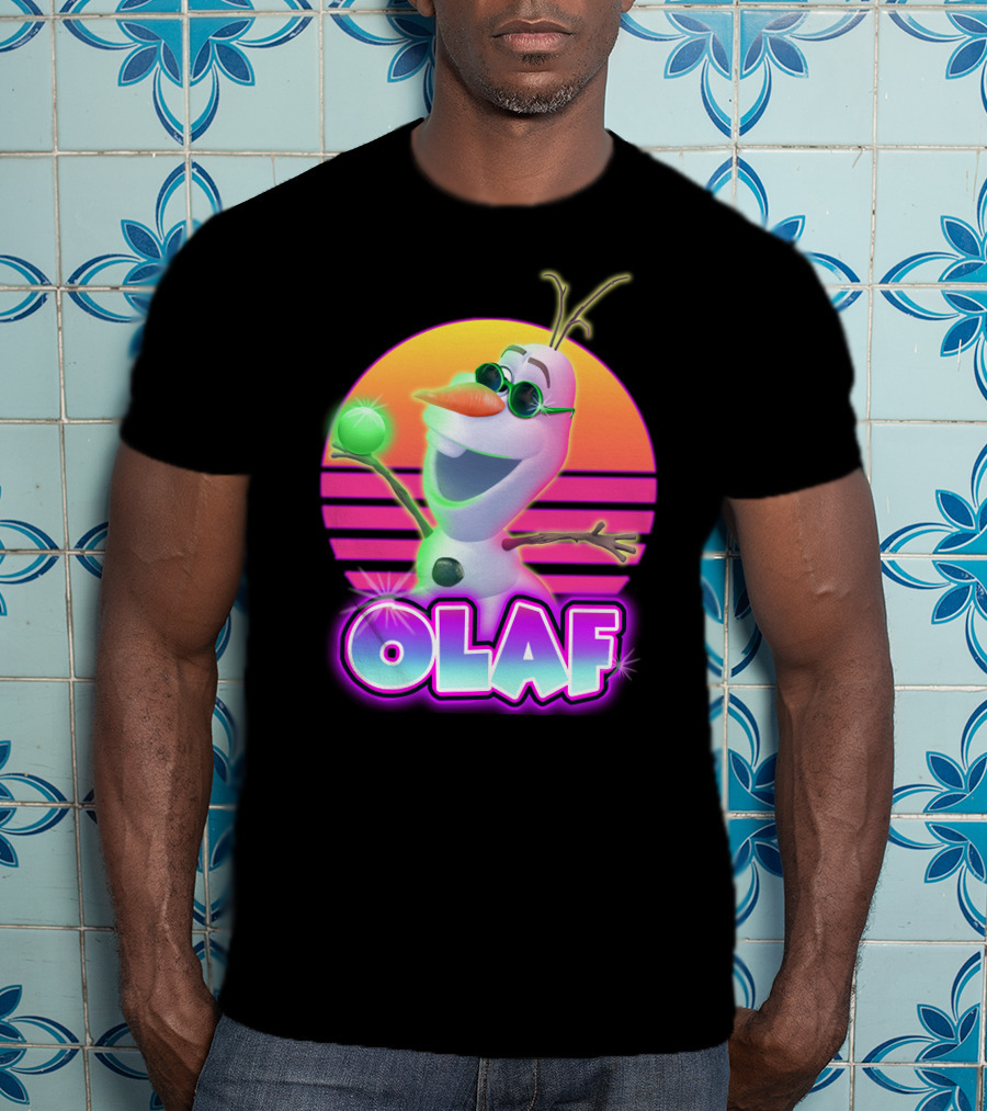 Olaf Neon Sunglasses Retro Sunset 80S Style T-Shirt