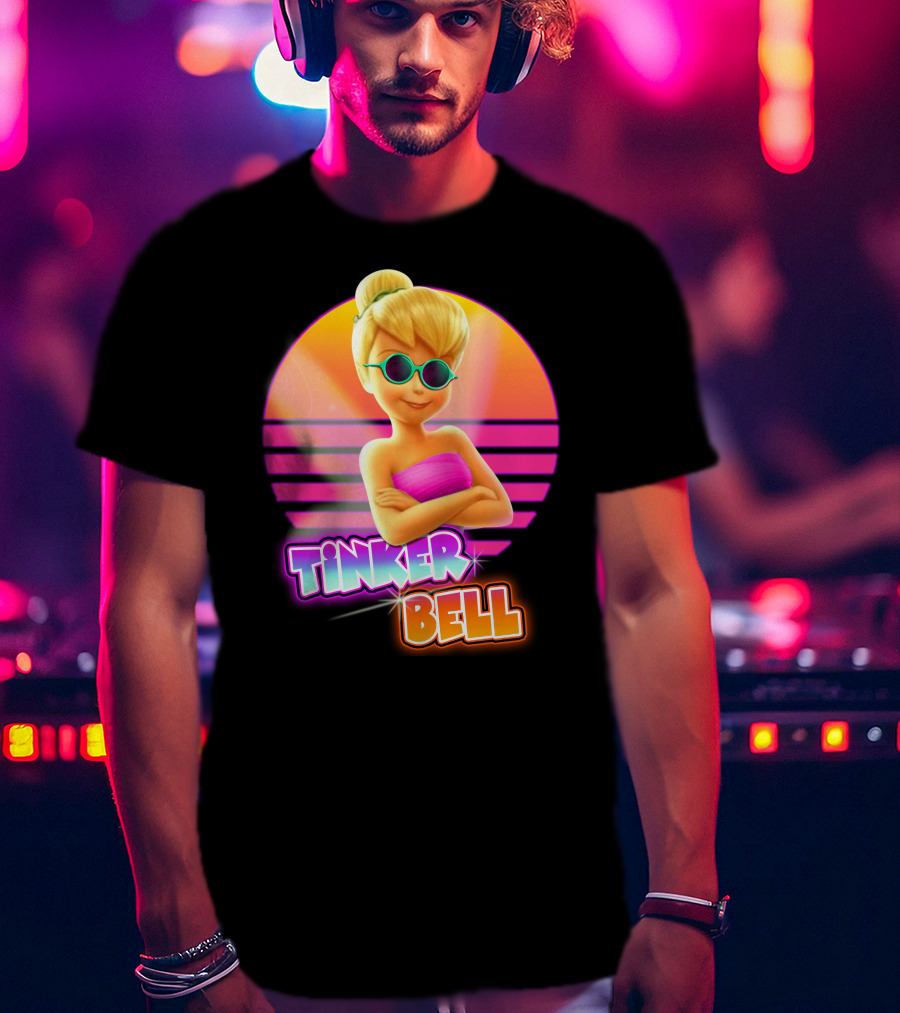 Tinker Bell Retro Sunset Style Cool Sunglasses T-Shirt