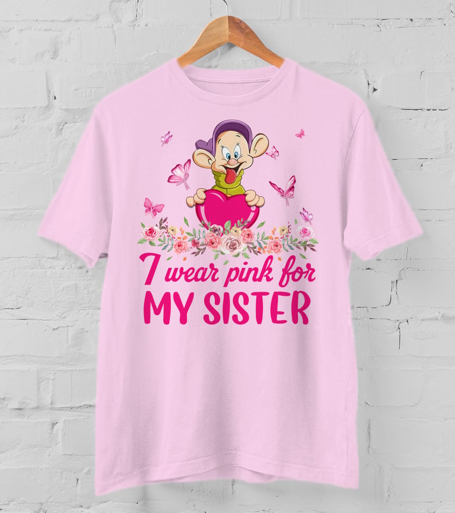 I Wear Pink For My Sister Dopey Seven Dwarfs T-Shirt