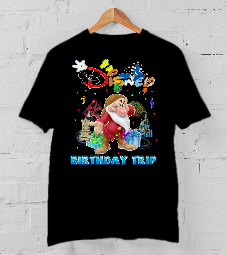 Grumpy Disney Birthday Trip With Mickey Mouse And Castle T-Shirt