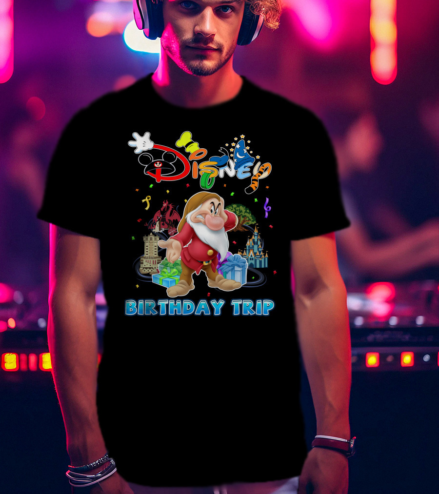 Grumpy Disney Birthday Trip With Mickey Mouse And Castle T-Shirt