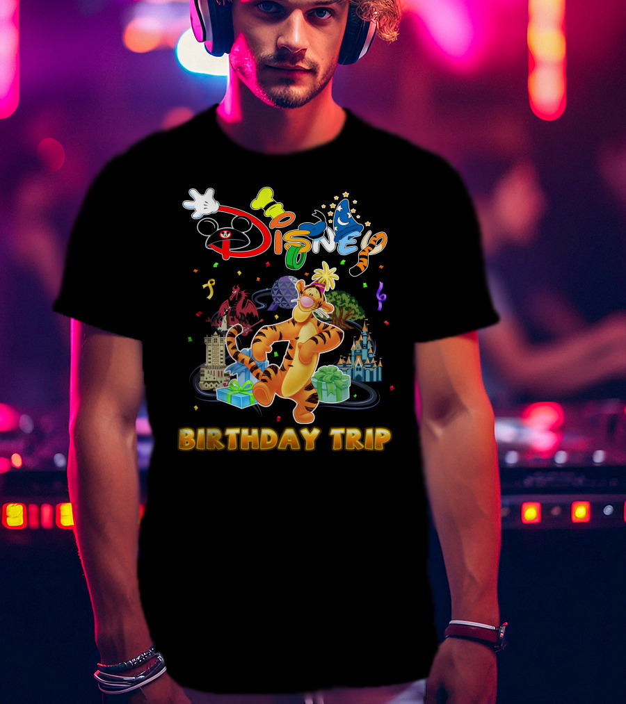 Disney Tigger Birthday Trip Celebration Mickey Ears Epcot Castle Gifts T-Shirt