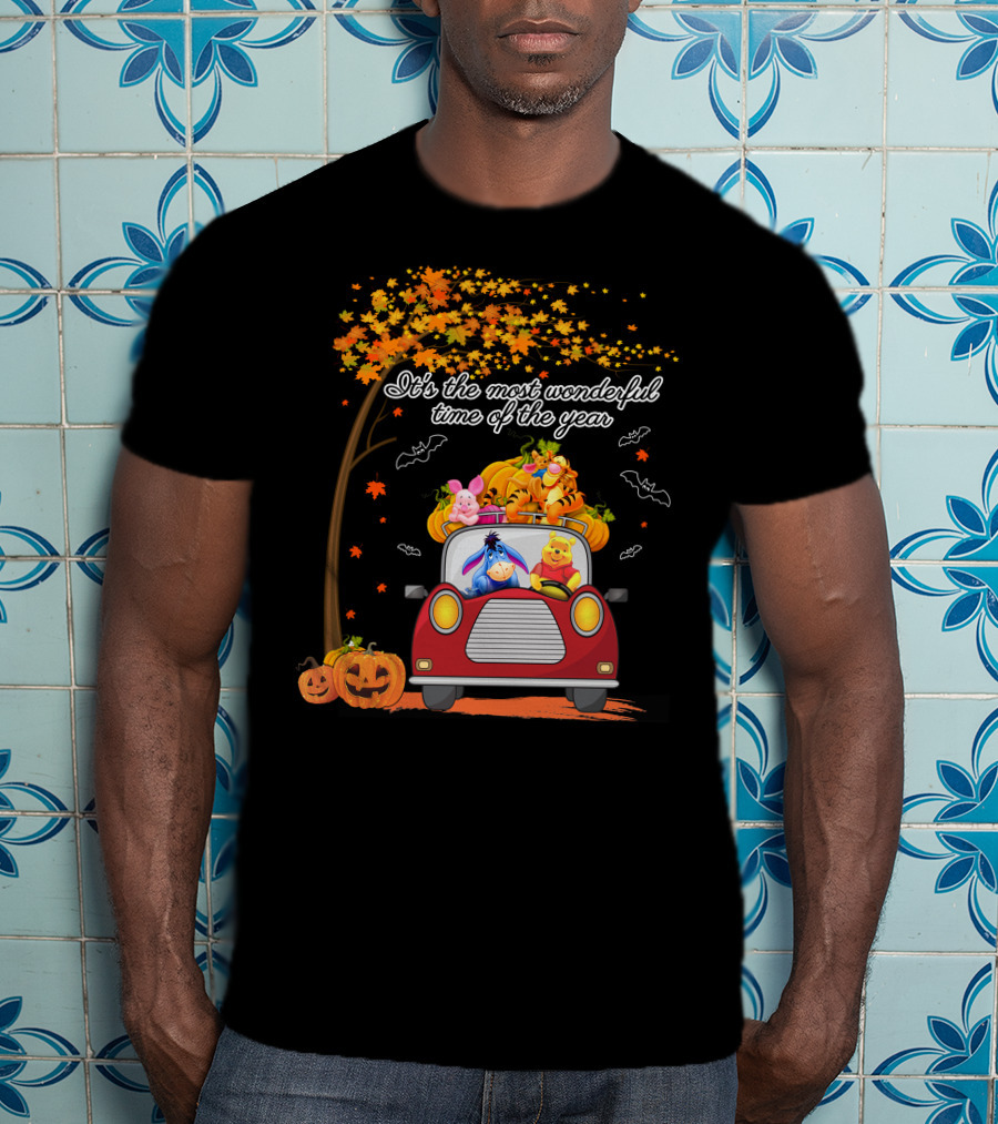 It's The Most Wonderful Time Of The Year Halloween Pumpkin Car With Characters T-Shirt