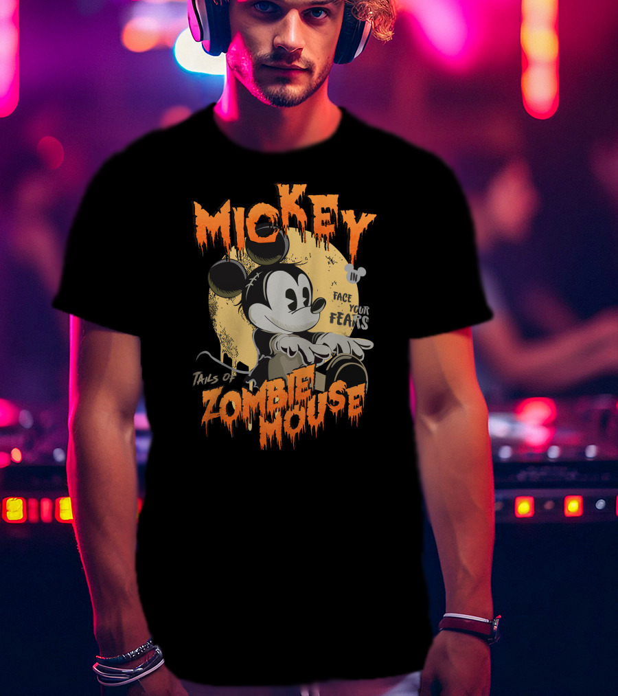 Mickey Tails Of Zombie Mouse Face Your Fears T-Shirt