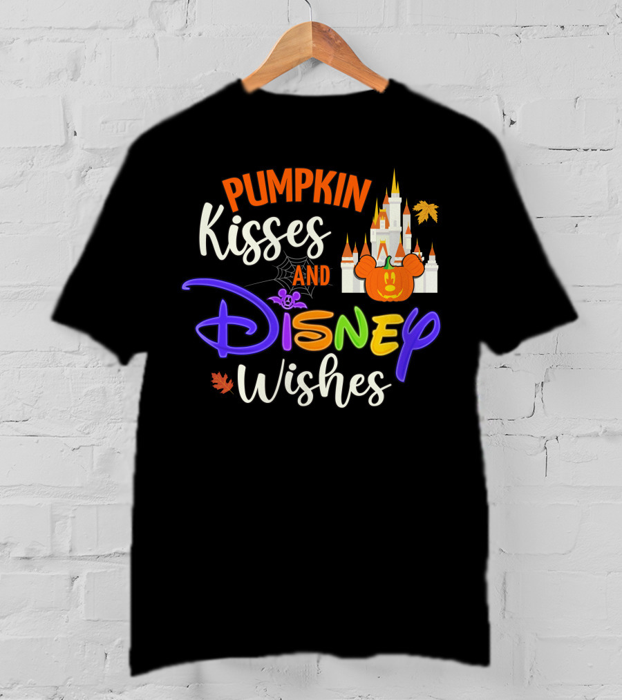 Pumpkin Kisses And Disney Wishes Magic Castle Mickey Pumpkin T-Shirt