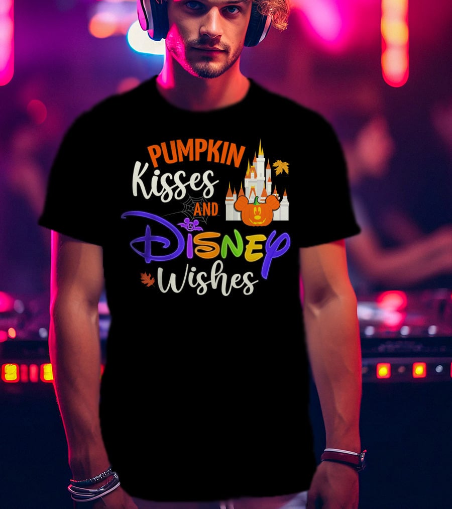 Pumpkin Kisses And Disney Wishes Magic Castle Mickey Pumpkin T-Shirt