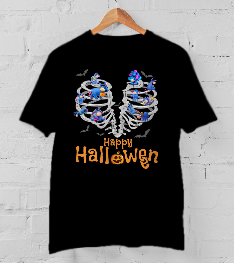 Happy Halloween Eeyore Skeleton Ribs Theme T-Shirt