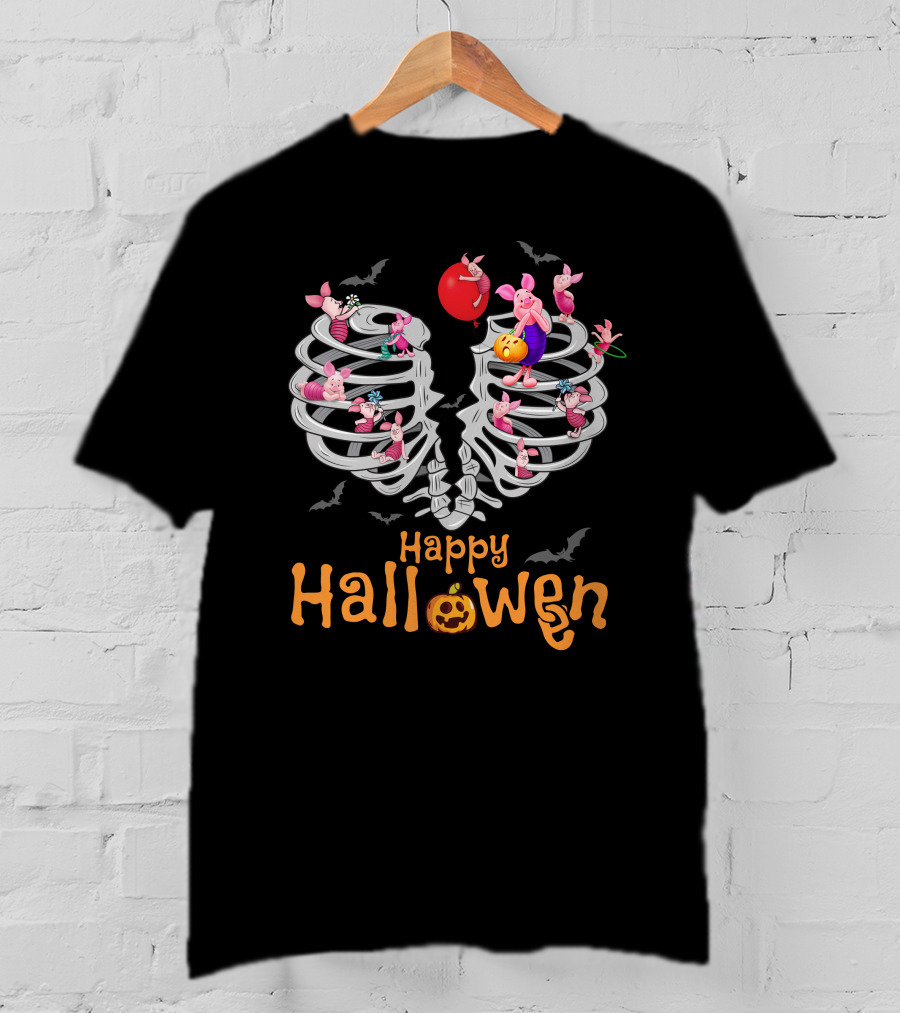 Happy Halloween Piglet Skeleton Party T-Shirt