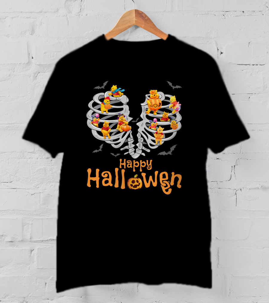Halloween Pooh Skeleton Rib Cage Festive Characters T-Shirt