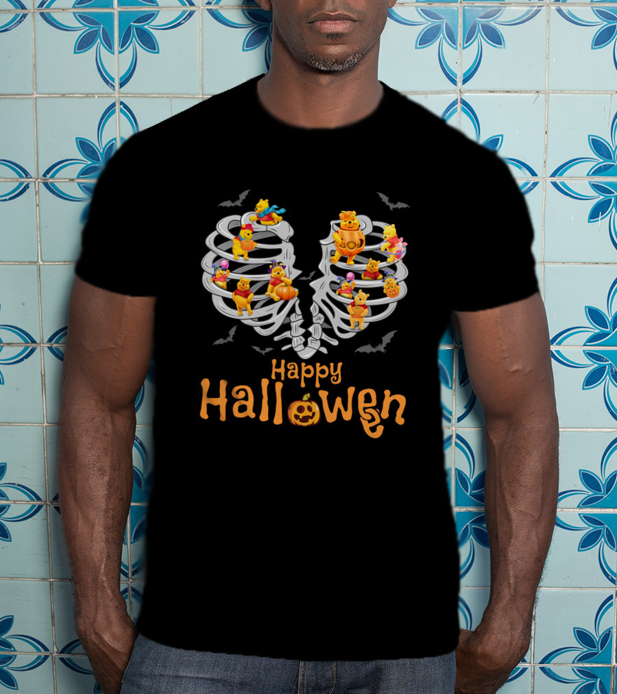 Halloween Pooh Skeleton Rib Cage Festive Characters T-Shirt