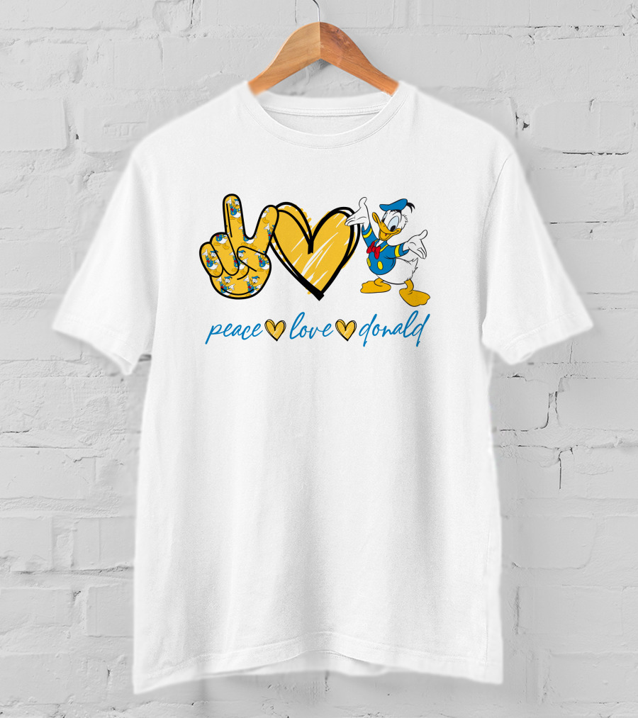 Peace Love Donald Duck Peace Hand Heart T-Shirt