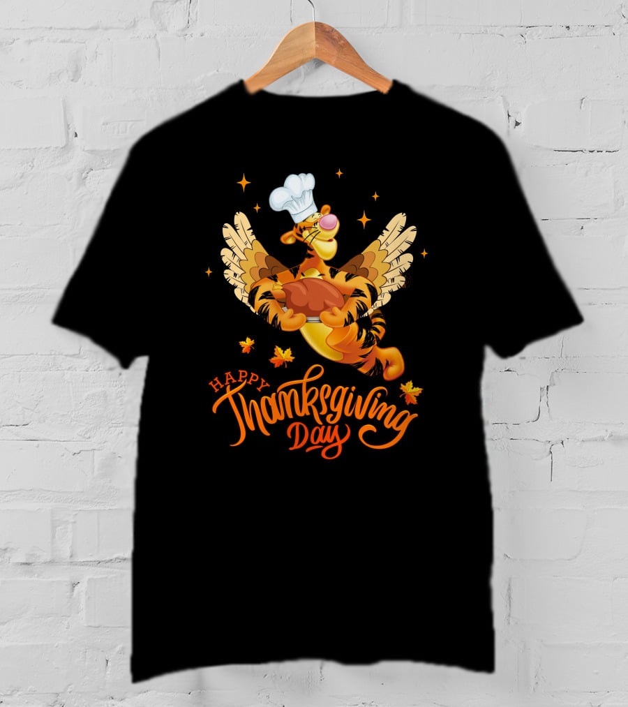 Tigger Happy Thanksgiving Day Chef Turkey Wings T-Shirt